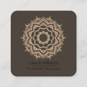 Mandala Lotus Flower Gold Yoga Instructor Fitness Vierkante Visitekaartje