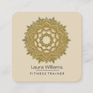 Mandala Lotus Flower Gold Yoga Instructor Vierkante Visitekaartje