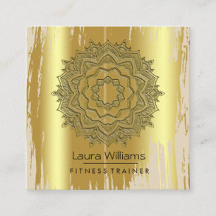 Mandala Lotus Flower Gold Yoga Instructor Vierkante Visitekaartje