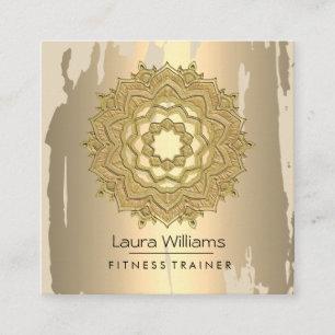 Mandala Lotus Flower Gold Yoga Instructor Vierkante Visitekaartje
