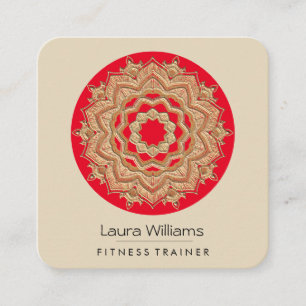 Mandala Lotus Flower Gold Yoga Instructor Vierkante Visitekaartje