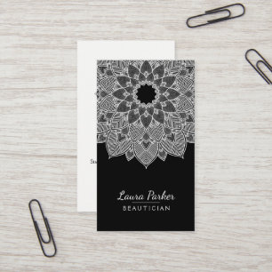Mandala Lotus Flower Yoga Black White Clean Visitekaartje