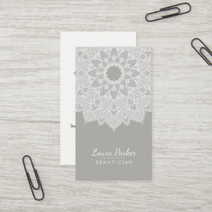 Mandala Lotus Flower Yoga Gray White Clean Visitekaartje