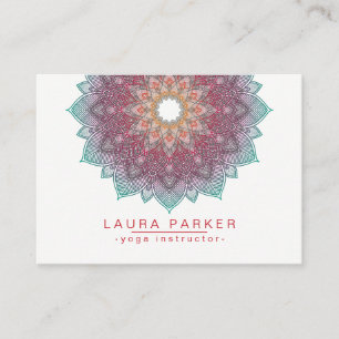 Mandala Lotus Flower Yoga Pink Green Holistic Visitekaartje