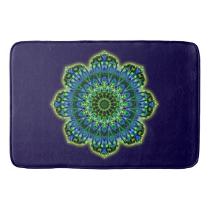 Mandala Lotus green blue + je rug. en ideeën Badmat