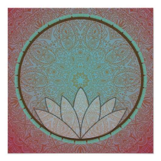 Mandala Lotus Meditation Circle Poster Perfect Poster (Voorkant)