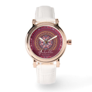 Mandala Magenta Horloge