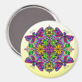 Mandala Magnet de libellules et de fleurs (Recto/Verso)