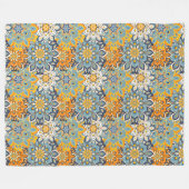 Mandala/Marokkaans Tile Pattern Fleece Deken (Voorkant (Horizontaal))