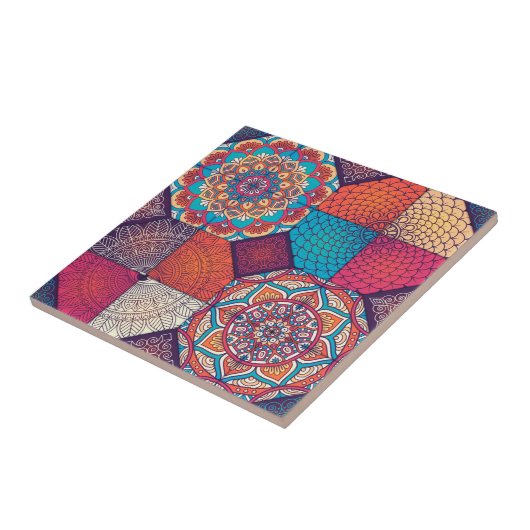 Mandala/Marokkaans Tile Pattern Tegeltje (Zijkant)