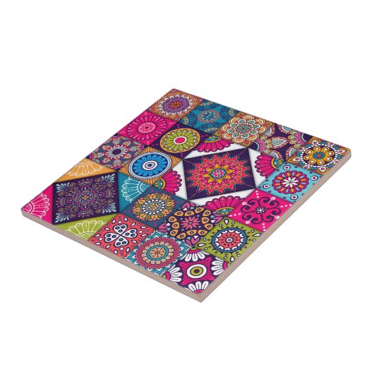 Mandala/Marokkaans Tile Pattern Tegeltje (Zijkant)