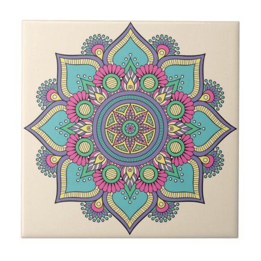 Mandala/Marokkaans Tile Pattern  Tegeltje (Voorkant)