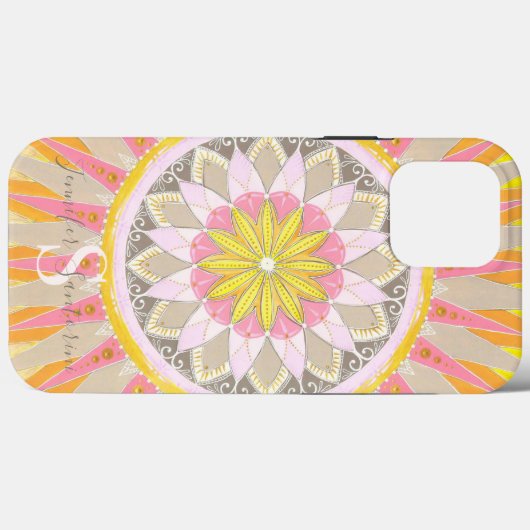 Mandala Matin Soleil Monogramme coque iphone (Verso (horizontal))