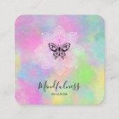 ** Mandala Meditatie Mindfulness Yoga Vlinder Vierkante Visitekaartje (Voorkant)