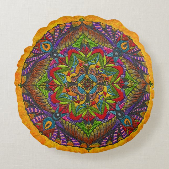 Mandala Meditation Floor Coussin Cushion Tournesol (Devant)