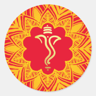 Mandala Mehendi ontwerp Ganesh/ Indiase God Ronde Sticker