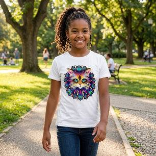 Mandala met portret van knuffelige harige kat t-shirt