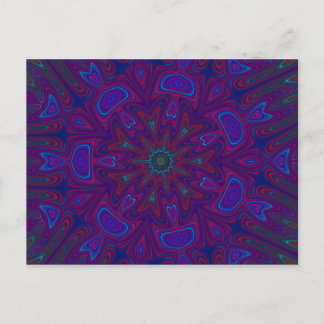 Mandala met sterren en harten in Paars, blauw, roo Briefkaart