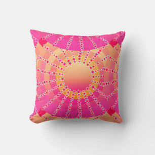 Mandala met sterren - roze en koraalverzadigingsgr kussen