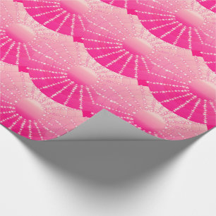 Mandala met sterren - roze & fuchsia satin gradiën cadeaupapier