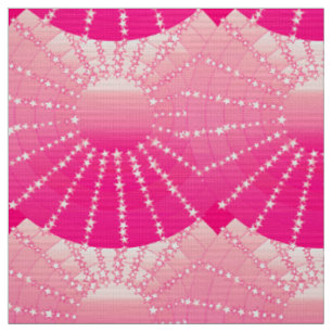Mandala met sterren - roze & fuchsia satin gradiën stof
