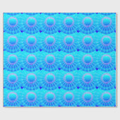 Mandala met sterren - turquoise satin gradiënt cadeaupapier (Vlak)