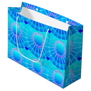Mandala met sterren - turquoise satin gradiënt large cadeautasje