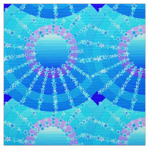 Mandala met sterren - turquoise satin gradiënt stof