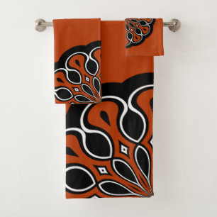 Mandala moderne abstrait noir et orange