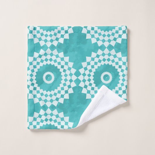 Mandala moderne blanc et bleu (Gant de toilette)