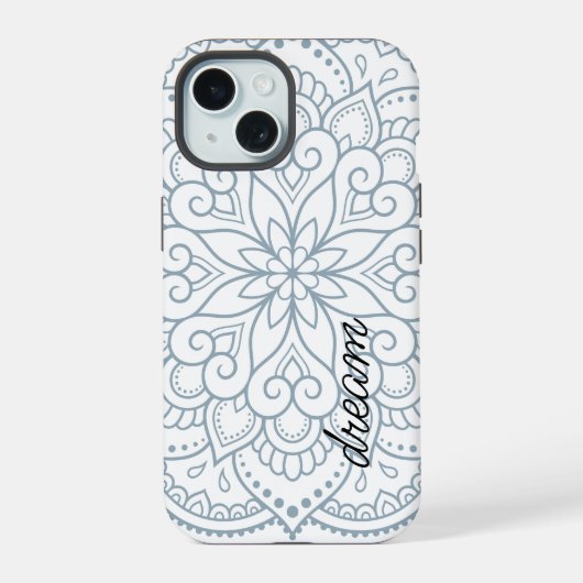Mandala Moderne Bleu Poussiéreux Script (Verso)