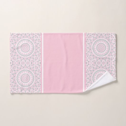 Mandala moderne rose et gris (Serviette à main)