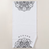 Mandala monochrome | Serviette de plage Monogram (Devant)