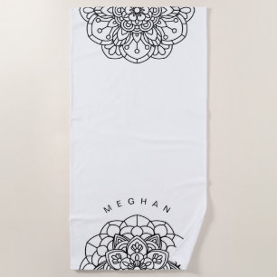 Mandala monochrome   Serviette de plage Monogram