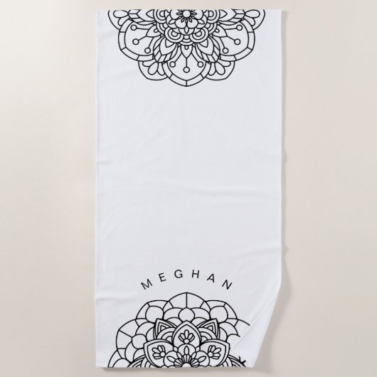 Mandala monochrome | Serviette de plage Monogram (Devant)