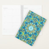 Mandala Monogram Blue Floral Motif Turquoise (Devant avec enveloppe)