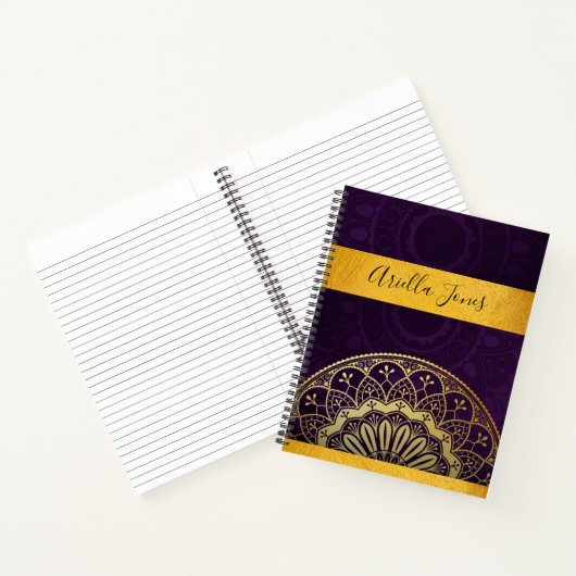 Mandala Monogram Metallic Gold Nom Journal (Intérieur)