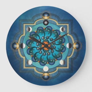 Mandala Moon Phases Wall Clock Grote Klok