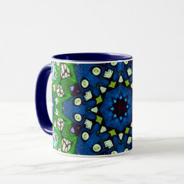 Mandala Mosaic Geometric Green Blue Retro Hippie Mok