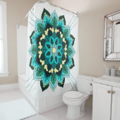 Mandala Motif 02 en aqua Douche rideau (En situation)