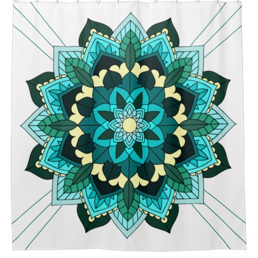 Mandala Motif 02 en aqua Douche rideau (Devant)