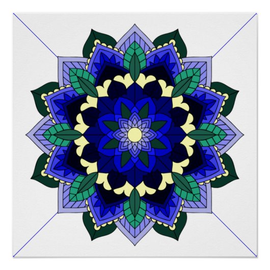 Mandala Motif 02 en bleu foncé Poster (Devant)