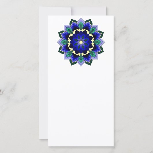Mandala Motif 02 en Carte de remerciements bleu fo (Devant)