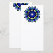 Mandala Motif 02 en Carte de remerciements bleu fo (Devant / Derrière)