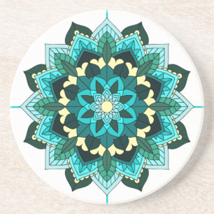 Mandala Motif 02 en Dessous de verre aqua