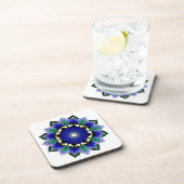 Mandala Motif 02 en Dessous de verre bleu foncé (Côté Droit)