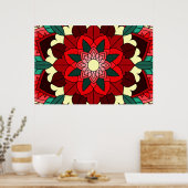 Mandala Motif 02 en rouge Poster (Cuisine)