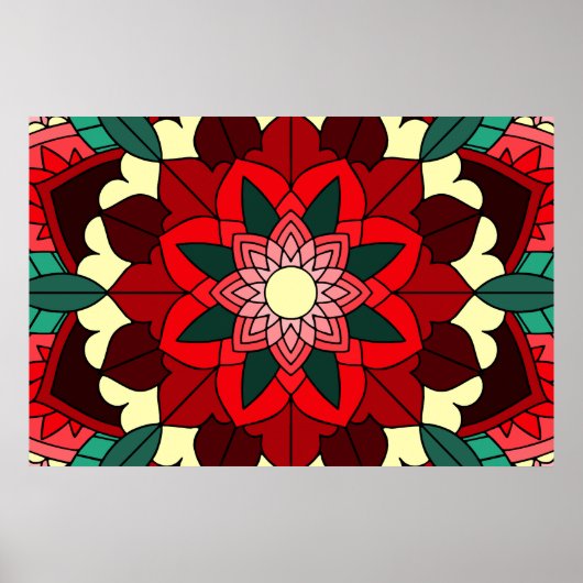 Mandala Motif 02 en rouge Poster (Devant)