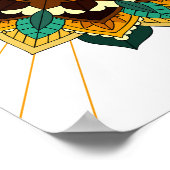 Mandala Motif 2002 en affiche jaune & brun (Coin)