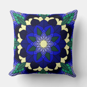 Mandala Motif 2002 en coussin bleu foncé